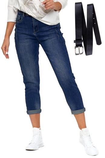 Spodnie damskie jeansy z paskiem - SUPER CENA