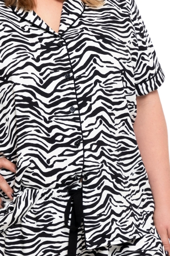 Piżama damska rozpinana z wiskozy wzór w zebrę Plus Size