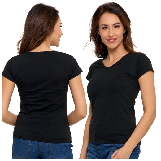 Bawełniany T-Shirt damski z dekoltem V Plus Size