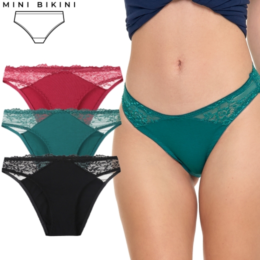 Figi damskie mini bikini z koronką S-XL 12-pak